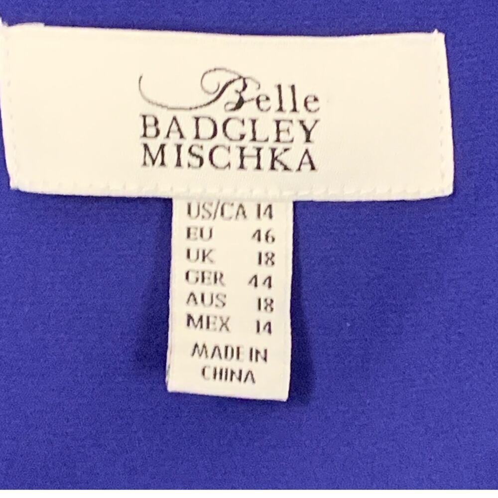 Badgley Mischka Blue Black Gingham Midi Wrap Dress Size 14 Ruffles Romantic - Picture 5 of 9